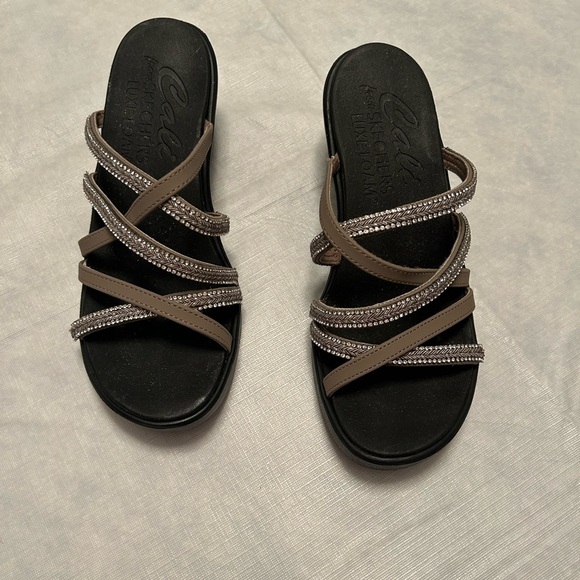 Skechers Shoes - Skechers Black and Brown Wedges with Sparkling Straps